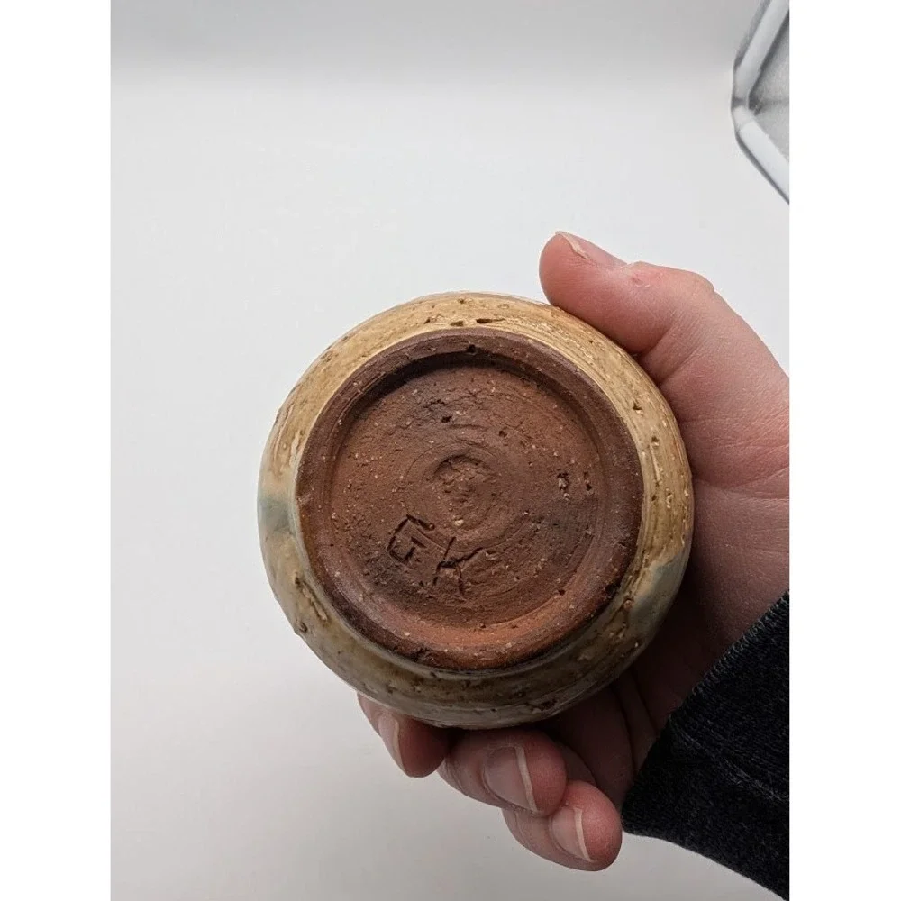 Vtg Studio Pottery Stoneware Signed Bud Vase Weed Pot 2.5